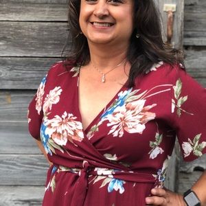 Burgandy floral long dress